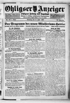 Ohligser Anzeiger : Ohligser Zeitung und Tageblatt ; einzige in Ohligs erscheinende Tageszeitung