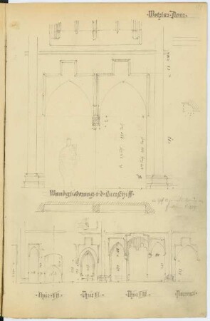 Dom, Wetzlar: Ansichten, Schnitte Portale (aus: Skizzen- und Fotoalbum 2)
