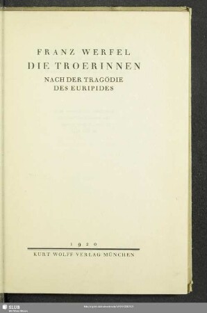 Die Troerinnen : nach der Tragödie des Euripides