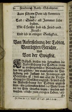 Von Auferstehung der Todten, Vom letzten Gerichte, Und Von der Ewigkeit.
