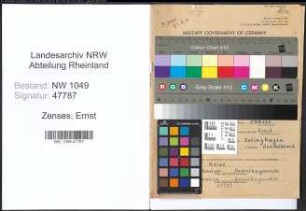Entnazifizierung Ernst Zenses , geb. 30.10.1896 (Schlosser)
