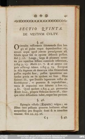Sectio Quinta. De Vestium Cultu.