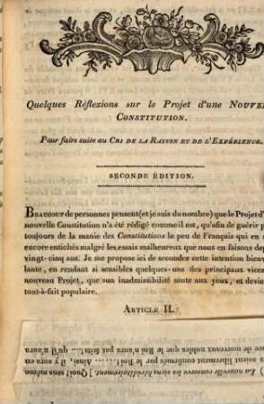 Le cri de la raison, et de l'éxpérience