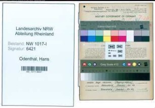 Entnazifizierung Hans Odenthal , geb. 12.09.1912 (Konstrukteur)