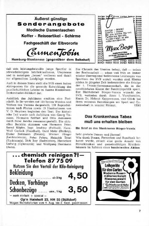 Das Krankenhaus Tabea muß uns erhalten bleiben : Ein Brief an den Blankeneser Bürger-Verein