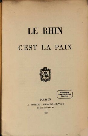 Le Rhin c'est la paix