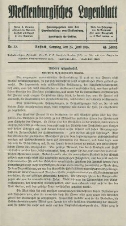 Nr. 22. Rostock, Sonntag, den 25. Juni 1916.