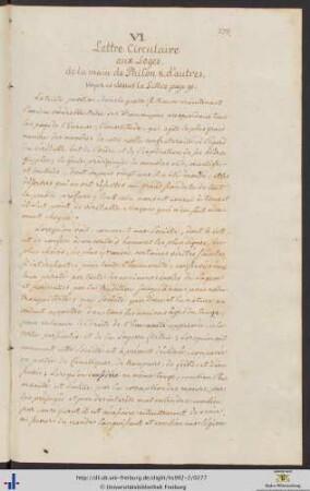 VI. Lettre Circulaire aux Loges.