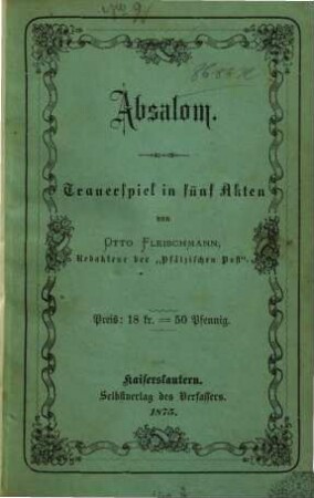 Absalom : Trauerspiel in fünf Akten