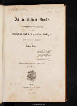 In heimlichem Bunde : kulturgeschichtliche Erzählung aus dem Jahrhundert des großen Kriegs