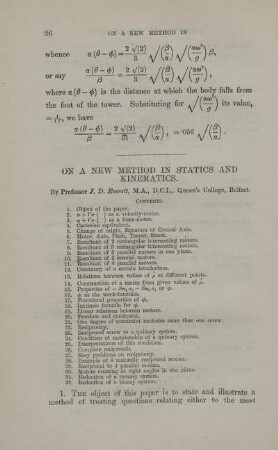 On a new method in statics and kinematics.