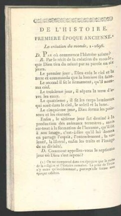 De l'histoire. Première époque ancienne.