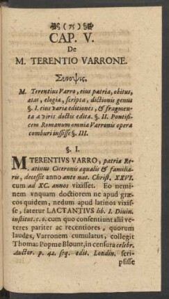 Cap. V. De M. Terentio Varrone