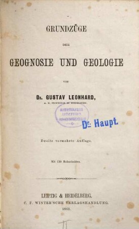 Grundzüge der Geognosie und Geologie