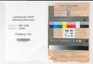 Entnazifizierung Fritz Duisberg , geb. 02.04.1897 (Zollbeamter)