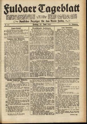Ausgabe vom Freitag, den 17. Juni 1921.