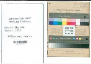 Entnazifizierung Heinrich Wildenheim , geb. 12.08.1903 (Faerber)