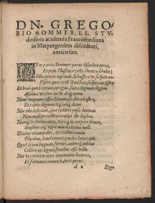 Dn. Gregorio Sommer, ... amico suo.
