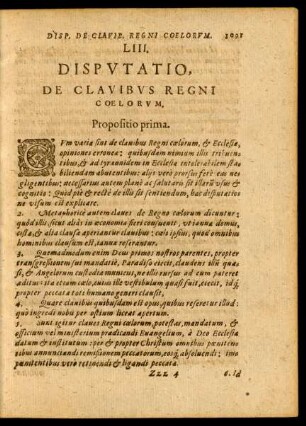 LIII. Disputatio, De Clavibus Regni Coelorum.