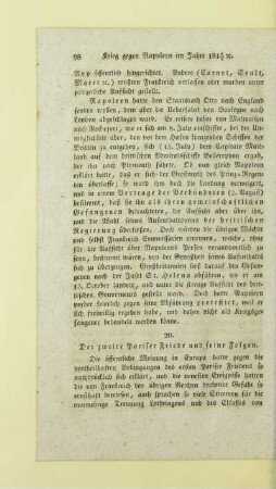 20. Der zweite Pariser Friede und seine Folgen