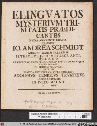 Elingvatos Mysterivm Trinitatis Prædicantes Divina Annvente Gratia