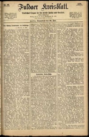 Erste Ausgabe vom Samstag, den 12. Juli 1879.