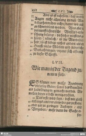LVII. Wie man in der Tugend zunemen solle
