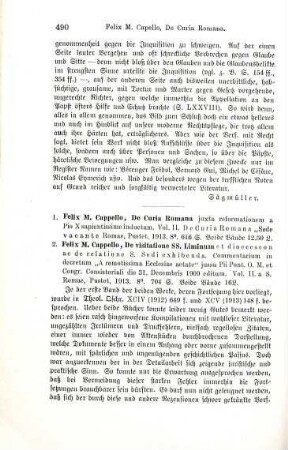 490-491 [Rezension] Cappello, Felice M., De curia Romana "sede plena"