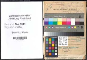 Entnazifizierung Maria Schmitz , geb. 17.07.1902 (Fuersorgerin)