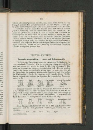 Erstes Kapitel. : Konstante Atomgewichte. - Atom- und Molekulargröße.