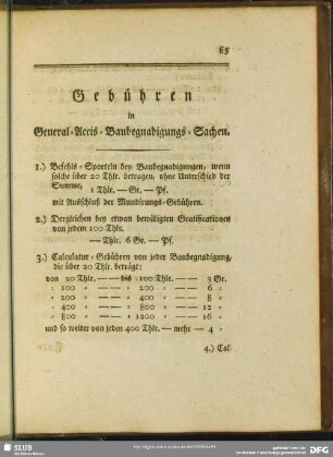 Gebühren in General-Accis-Baubegnadigungs-Sachen