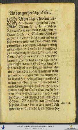 An den guthertzigen Leser