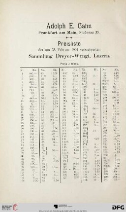 Preisliste