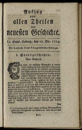 LI. Stück. Coburg, den 18. Dec. 1754.