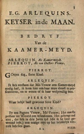 E. G. Arlequins Fransche bedryven, Van de Keyser In de Maan