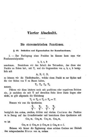 Die stereometrischen Functionen.