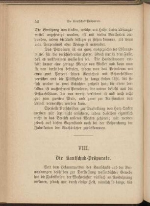VIII. Die Kautschuk-Präparate.