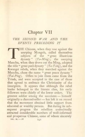 Chapter VII. The second war and the events preceding it