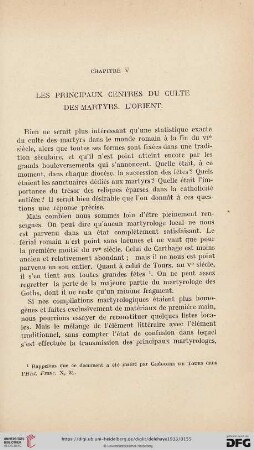 Chapitre V: Les principaux centres du culte des martyrs. L'orient