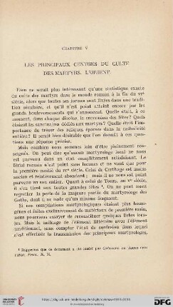 Chapitre V: Les principaux centres du culte des martyrs. L'orient