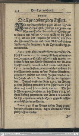 XXXIX. Die Cyriacsburg bey Erffurt