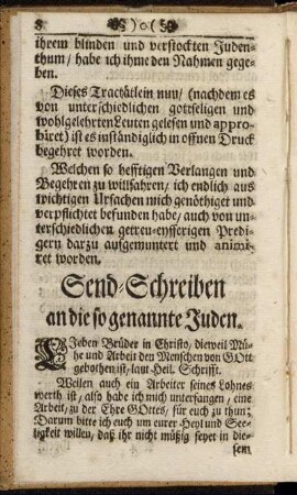 Send-Schreiben an die so genannte Juden