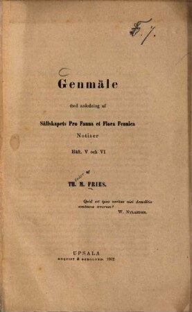 Genmäle med anledning af Sällskapets Pro Fauna et Flora Fennica notiser, 5/6