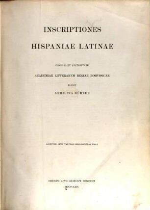 Corpvs inscriptionvm Latinarvm, 2. Inscriptiones Hispaniae Latinae