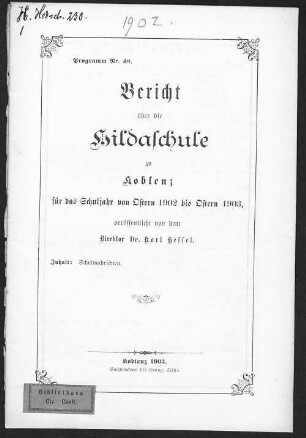 Bericht über die Hildaschule zu Koblenz