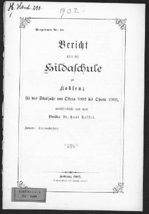 Bericht über die Hildaschule zu Koblenz