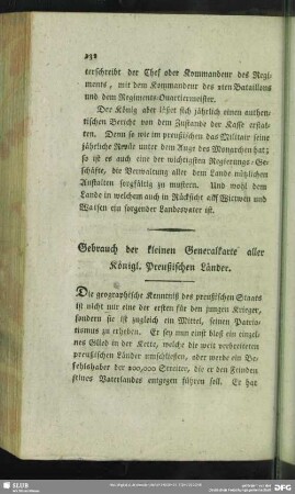 Gebrauch der kleinen Generalkarte aller Königl. Preußischen Länder
