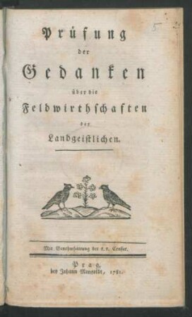 Prüfung der Gedanken über die Feldwirthschaften der Landgeistlichen