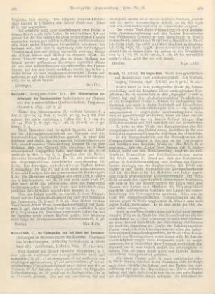 464-465 [Rezension] Resch, Alfred, Die Logia Jesu. Nach dem griechischen und hebräischen Text wiederhergestellt. Ein Versuch