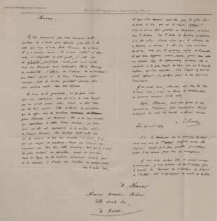 Fascimile dell' autografo d'una lettera di Luigi Poinsot.